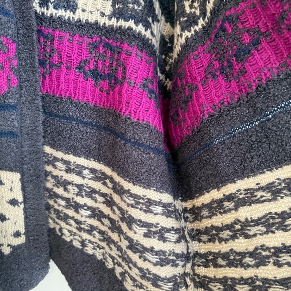 Natural Life Wool Blend Gray Pink Floral Calla Jacquard Cardigan Sweater - Picture 12 of 12